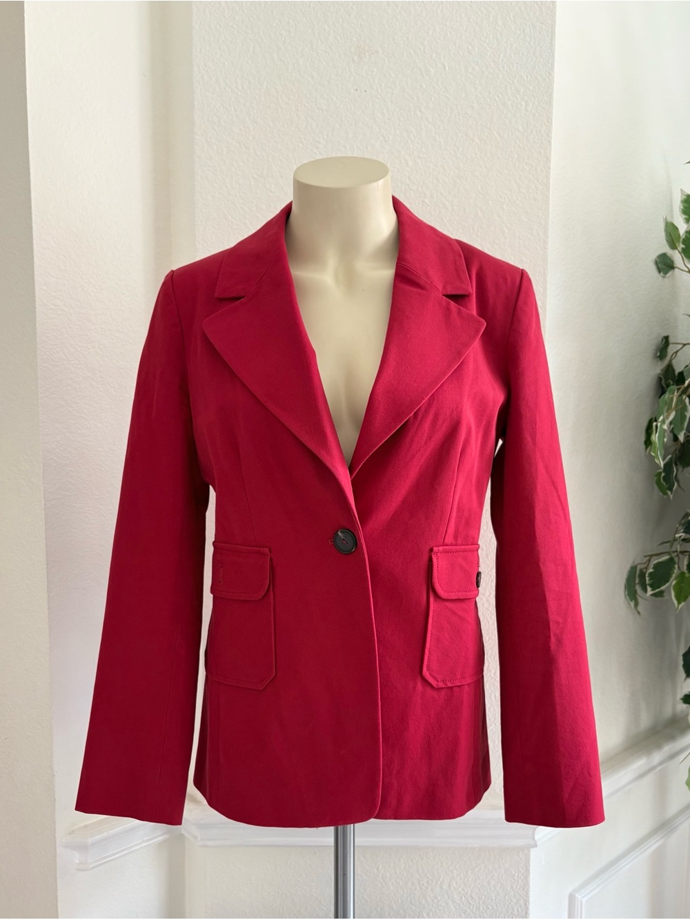 Anthropology Maeve Red Women's Single-Button Blazer Jacket